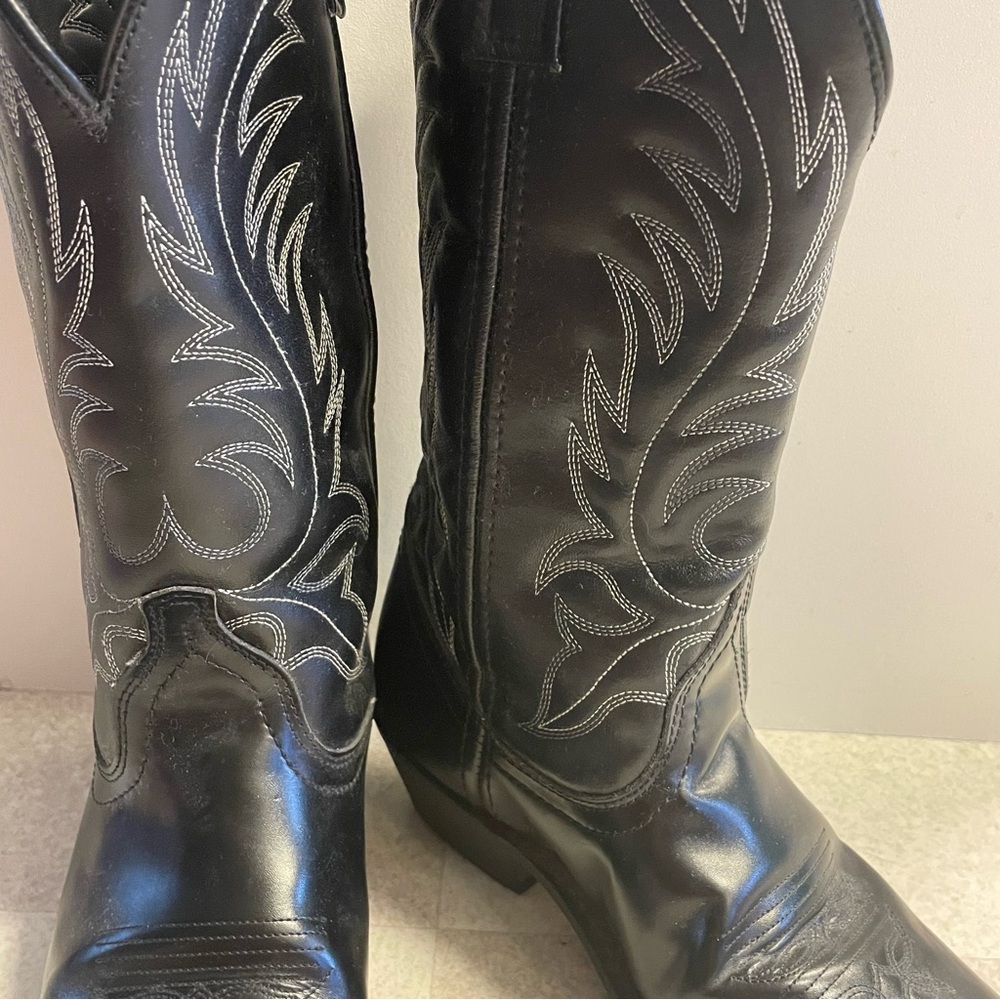 Laredo Womens Size 6.5M Cowboy Embroidered Leather Boots 5740 Black - Picture 3 of 10